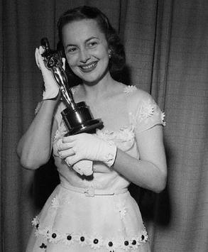 Olivia de Havilland after receiving her second Best Actress Oscar for "The Heiress" 